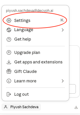 Claude settings entry point